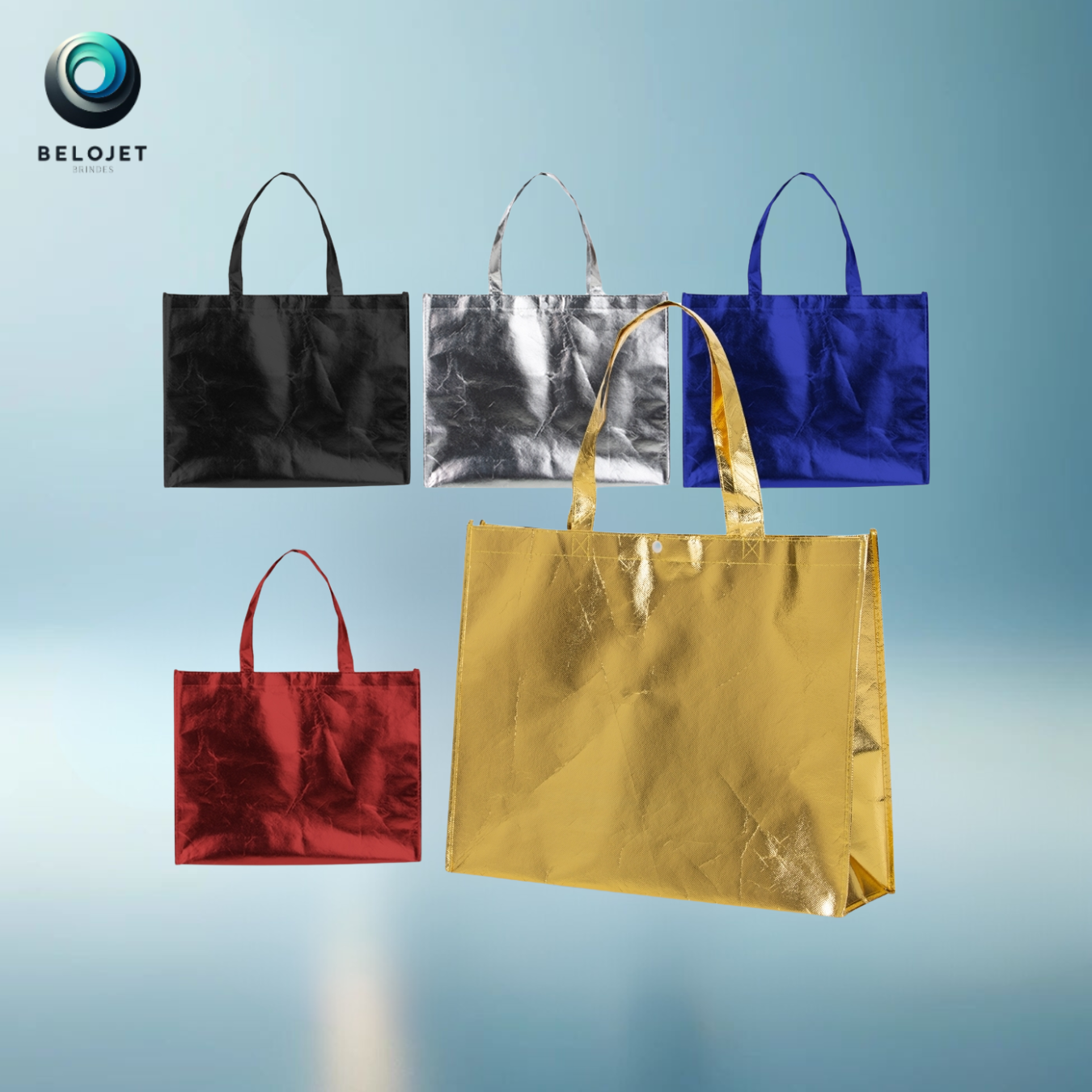 100un Sacola TNT Metalizada Personalizada